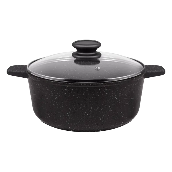 Кастрюля MAUNFELD GALAXITE MF24GLX01CR из литого алюминия со стеклянной крышкой, 24 см, 4 л Мраморный