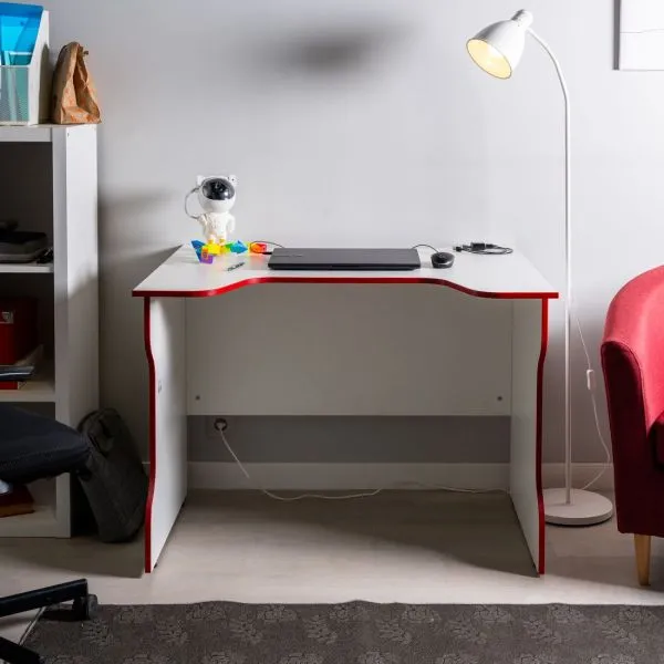 S00579 ВАРДИГ К2 стол компьютерный 100x75x82, белый/красный