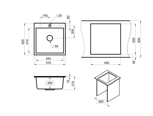 5102, АРКТИК (БЕЛЫЙ), кухонная мойка, кварц