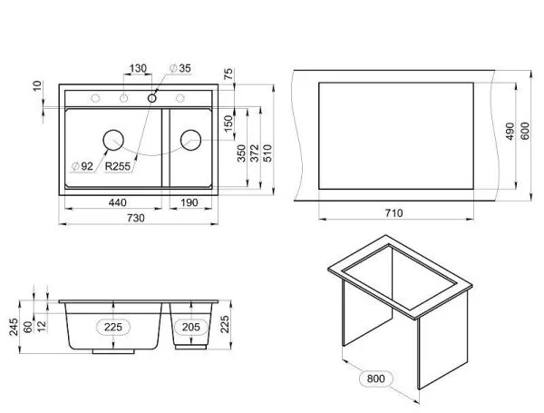 KS-7302, АЛЮМИНИУМ, кухонная мойка, кварц KS-7302, АЛЮМИНИУМ, кухонная мойка, кварц