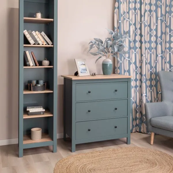 2.08.02.020.16 САГА комод 3 ящика темно-бирюзовый/ясень RU