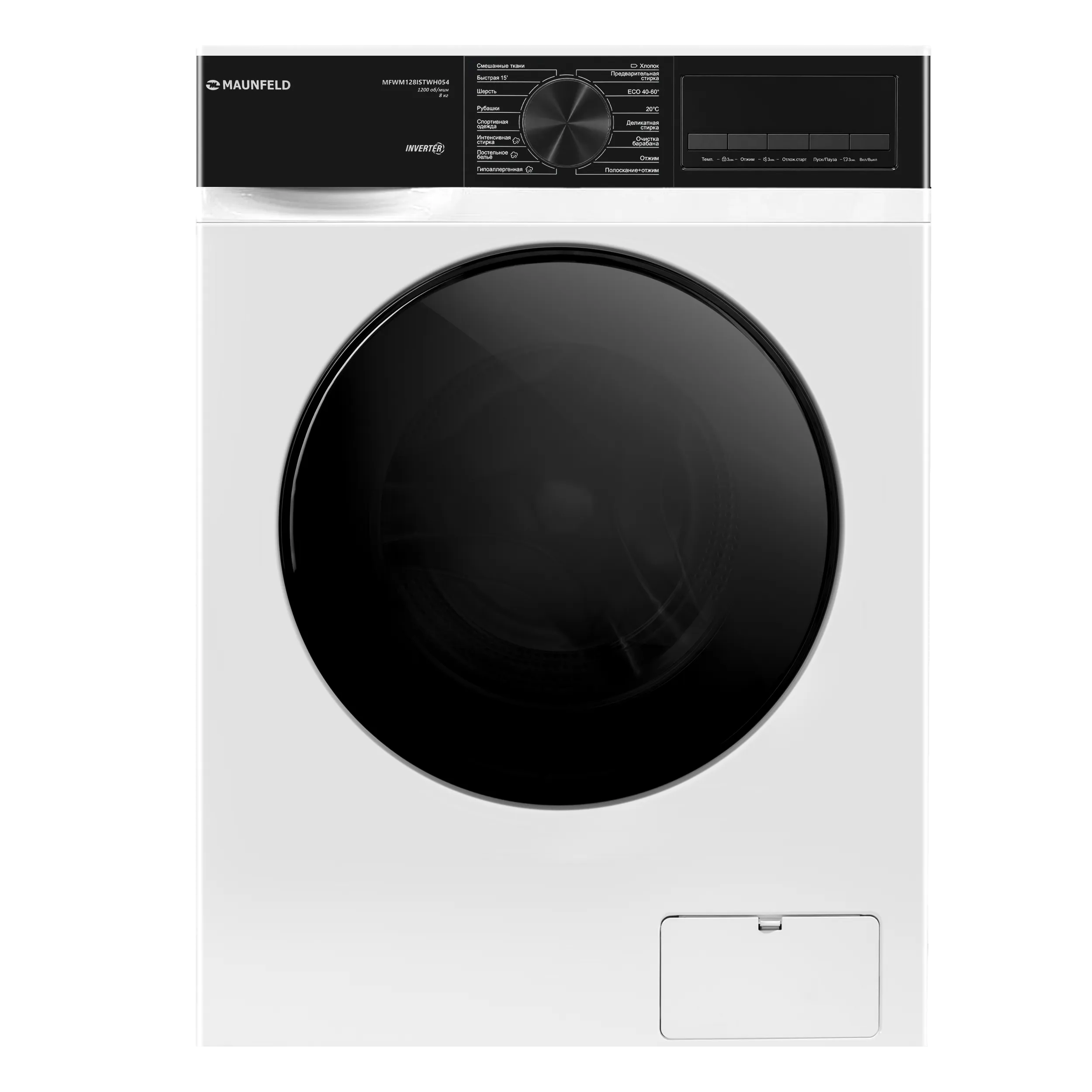 Стиральная машина с инвертором и паром MAUNFELD MFWM128ISTWH054 Белый