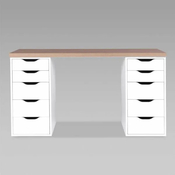 S00920 Ингар 2/55 стол письменный 140x75x55, дуб беленый/белый