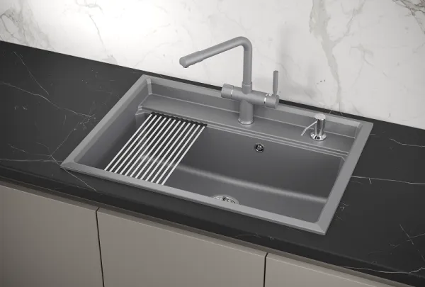 KS-7301, АЛЮМИНИУМ, кухонная мойка, кварц KS-7301, АЛЮМИНИУМ, кухонная мойка, кварц