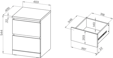S01040 Варма 2 комод 40х54х40, серый