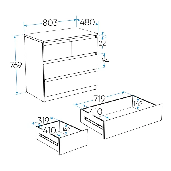 2.05.02.050.1 МАЛЬТА комод 2+2 ящика 80х76 белый RU 2.05.02.050.1 МАЛЬТА комод 2+2 ящика 80х76 белый RU