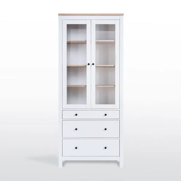 2.08.07.130.14 САГА шкаф с витриной 90 белый/ясень RU 2.08.07.130.14 САГА шкаф с витриной 90 белый/ясень RU