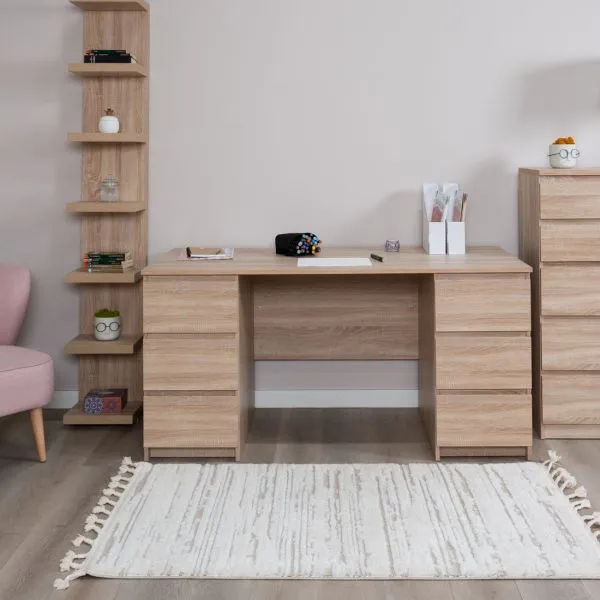 2.03.06.040.3 КАСТОР стол письменный 6 ящиков 151х65 RU сонома 2.03.06.040.3 КАСТОР стол письменный 6 ящиков 151х65 RU сонома