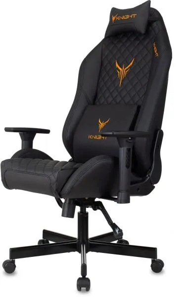 Кресло игровое Knight Rampart черный ромбик экокожа с подголов. крестов. металл