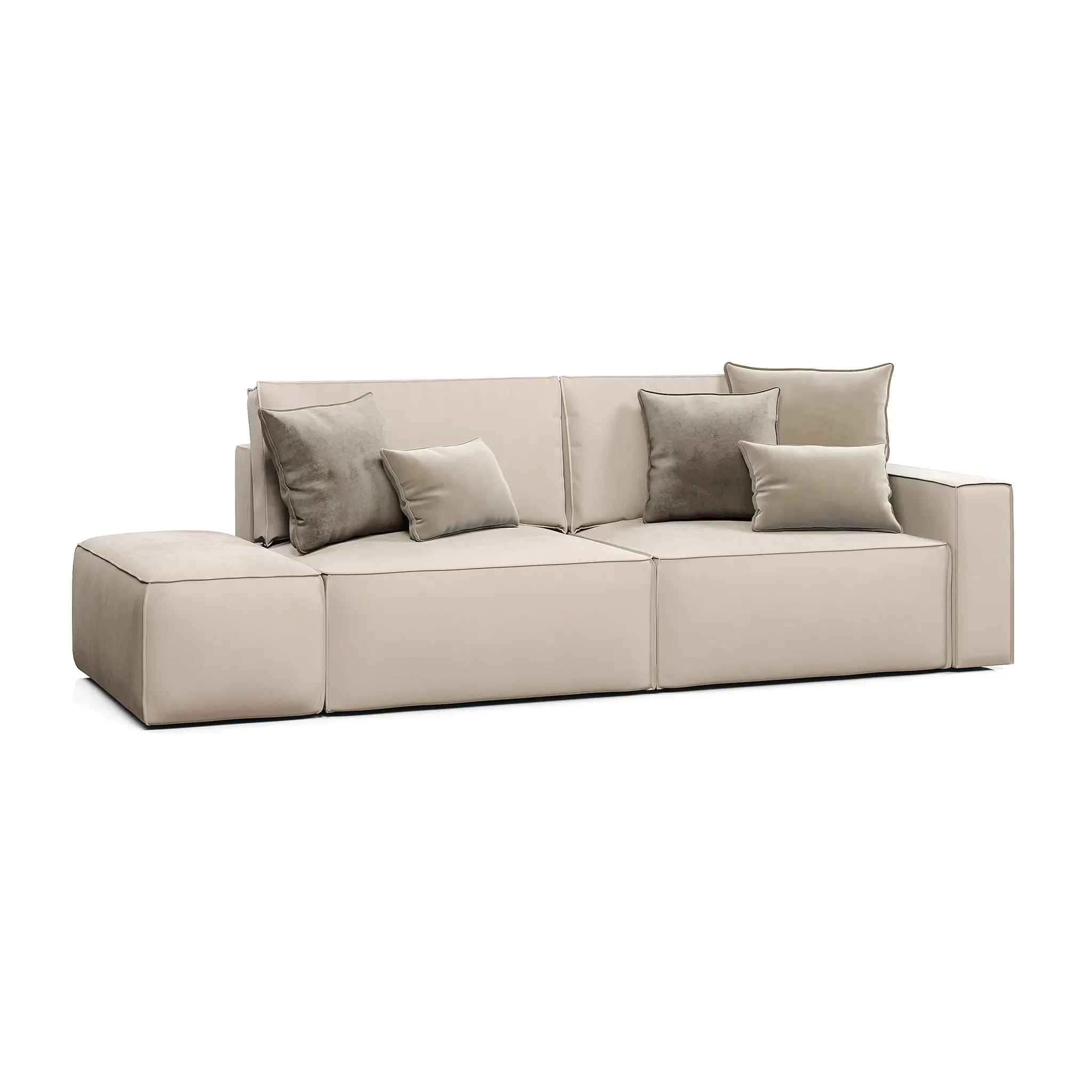 КОРСО Диван прямой с банкеткой, серо-бежевый