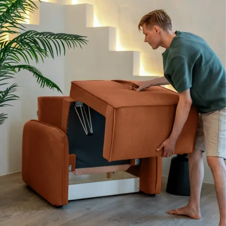 ПОРТЛЕНД Кресло-кровать терракотовое