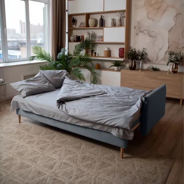 СКАНДИ Диван тканевый прямой светло-серый