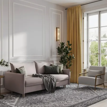 СКАНДИ Диван тканевый прямой розовый