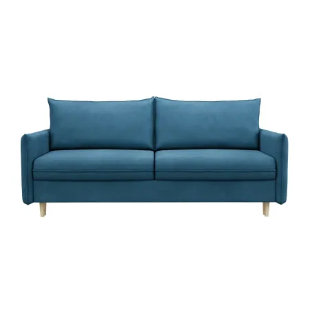 СКАНДИ Диван тканевый прямой синий