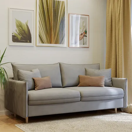 СКАНДИ Диван тканевый прямой светло-серый