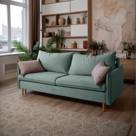 СКАНДИ Диван тканевый прямой мятный